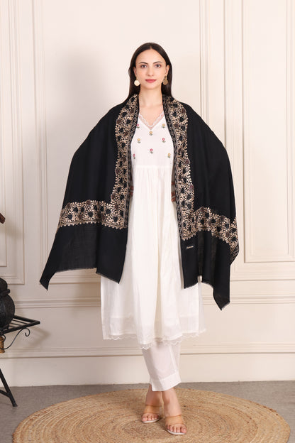 GIRRAJ PASHMINA EMBROIDERY SIROSKI BORDER STOLE