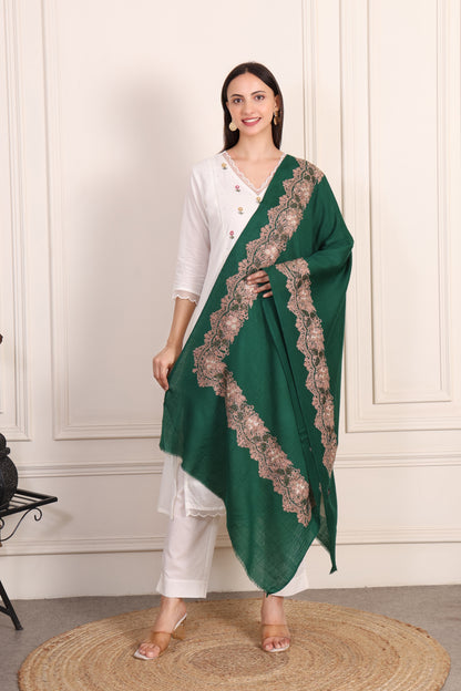 GIRRAJ PASHMINA 4 SIDE DEER BORDER STOLE