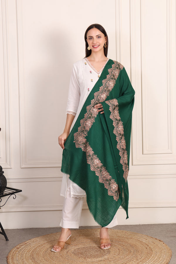 GIRRAJ PASHMINA 4 SIDE DEER BORDER STOLE