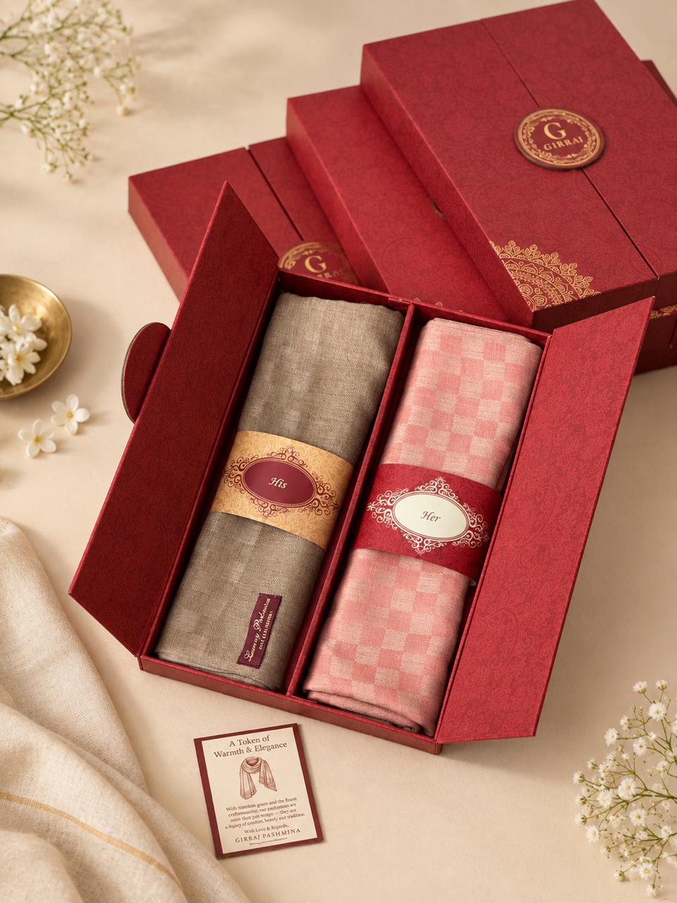 GIRRAJ PASHMINA COUPLE GIFT BOX